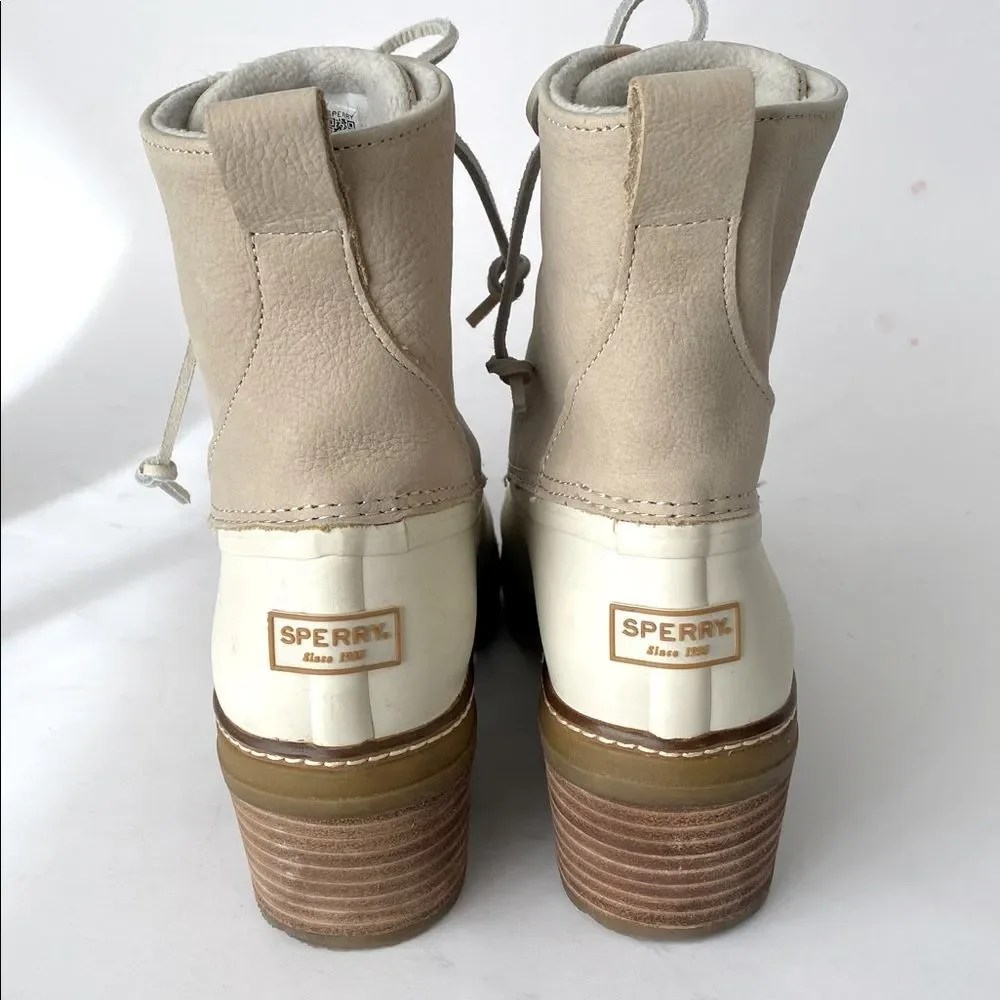 Sperry Topsider Women's Saltwater Heel Leather Rain Duck Boot Sz 9 NWOT